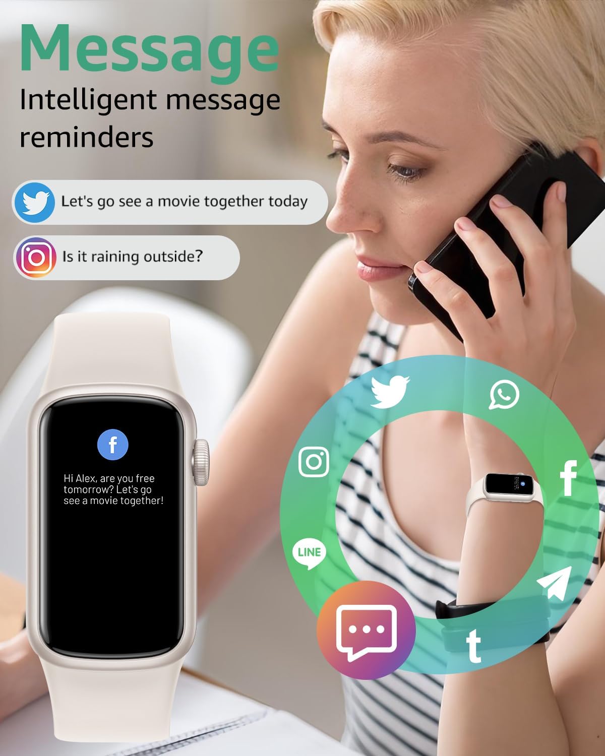 IMFRCHCS Fitness Tracker,Smart Watch with 1.47" Touch Display,137+Sport Modes Fitness Watch with Heart Rate Sleep Monitor, Step Counter,IP68 Waterproof Activity Trackers for Women Men - Image 4